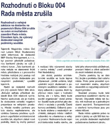 ústecké noviny informují o bloku 004